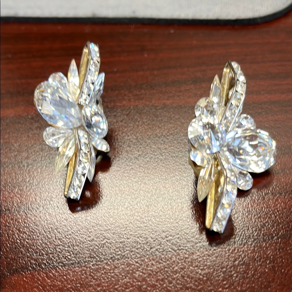 Elegant Gold and Silver Crystal Earrings